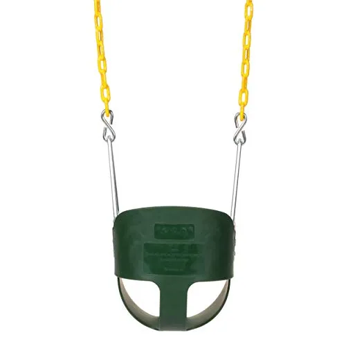 Eastern Jungle Gym Heavy-Duty High Back Full Bucket Toddler Swing Seat with Coated Swing Chains Fully Assembled, Green