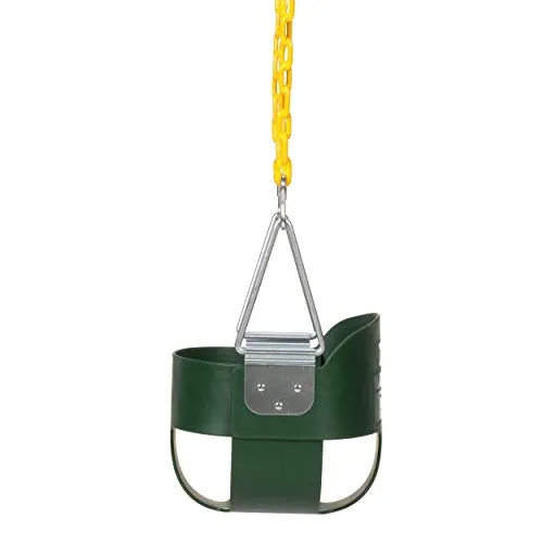 Eastern Jungle Gym Heavy-Duty High Back Full Bucket Toddler Swing Seat with Coated Swing Chains Fully Assembled, Green