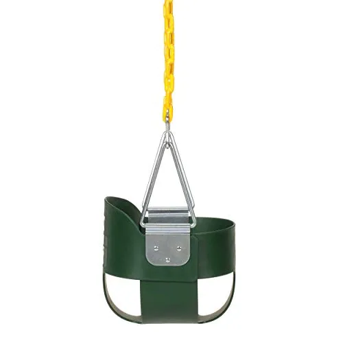 Eastern Jungle Gym Heavy-Duty High Back Full Bucket Toddler Swing Seat with Coated Swing Chains Fully Assembled, Green