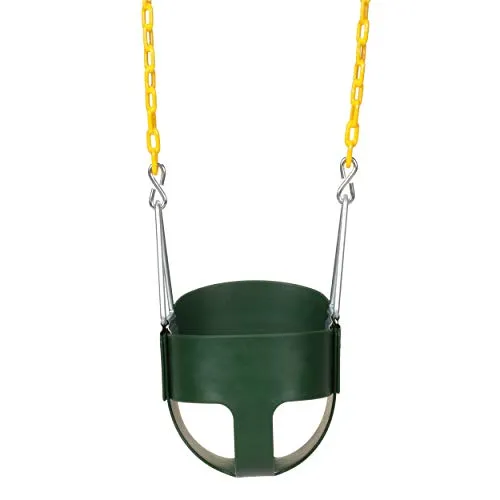 Eastern Jungle Gym Heavy-Duty High Back Full Bucket Toddler Swing Seat with Coated Swing Chains Fully Assembled, Green