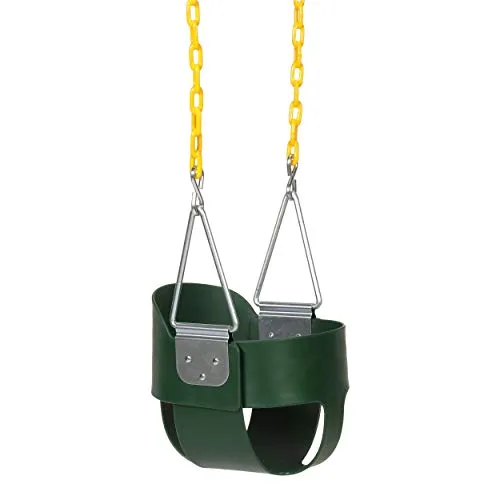 Eastern Jungle Gym Heavy-Duty High Back Full Bucket Toddler Swing Seat with Coated Swing Chains Fully Assembled, Green