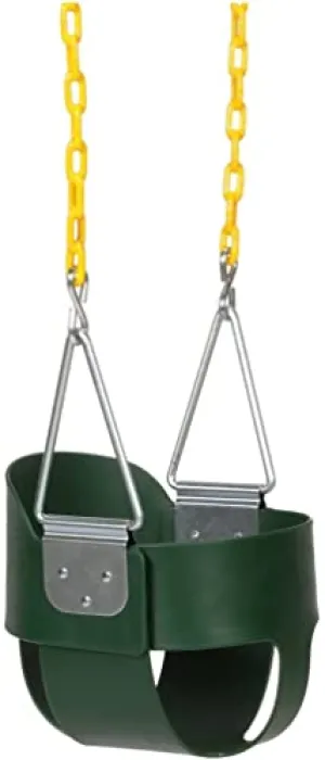 Eastern Jungle Gym Heavy-Duty High Back Full Bucket Toddler Swing Seat with Coated Swing Chains Fully Assembled, Green