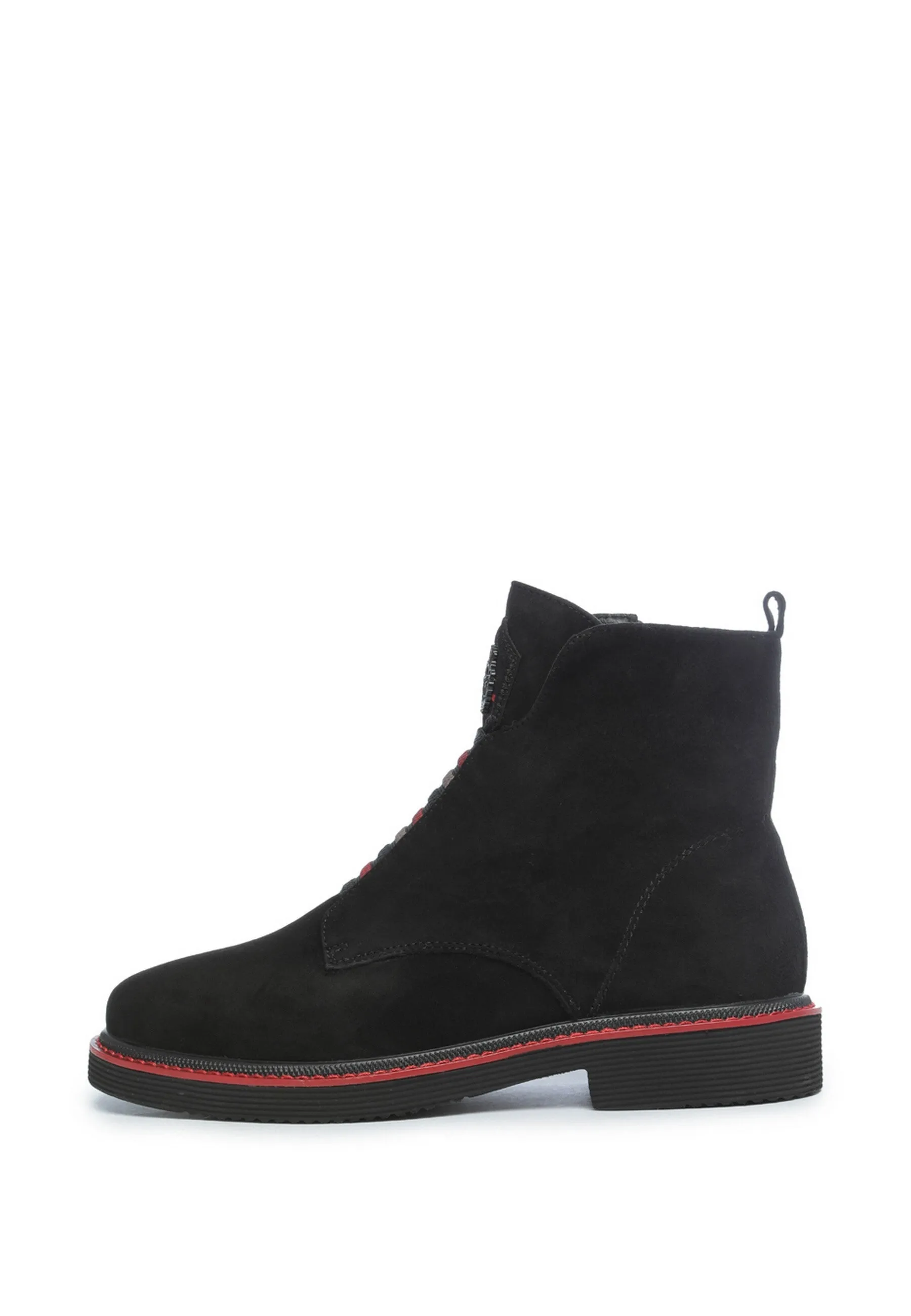 Elastic Zip-Up Ankle Boots - Black Suede