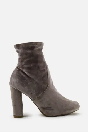 European Brand Zipper Block Heels Sock Boots | Suede