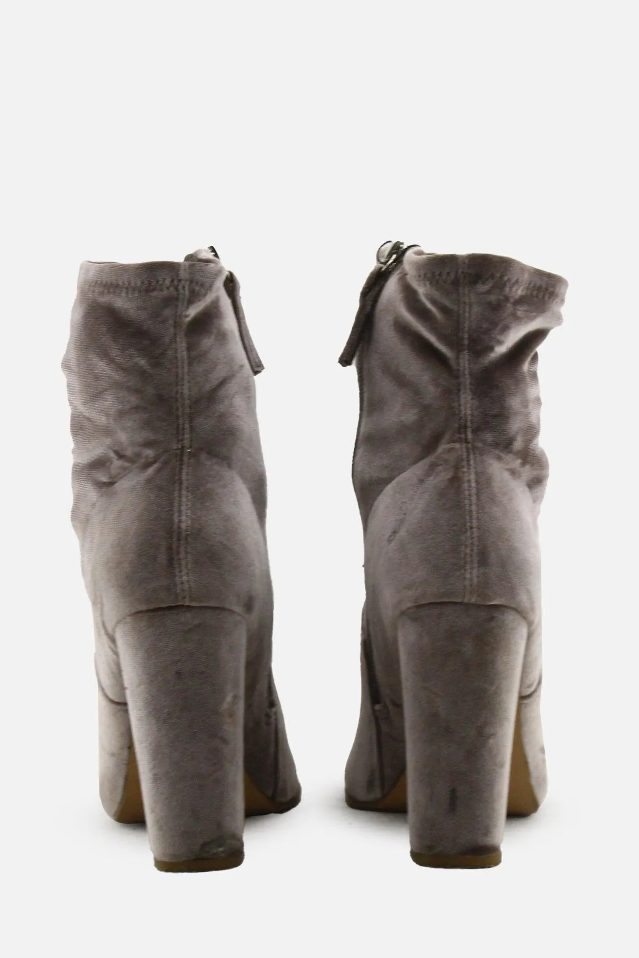 European Brand Zipper Block Heels Sock Boots | Suede