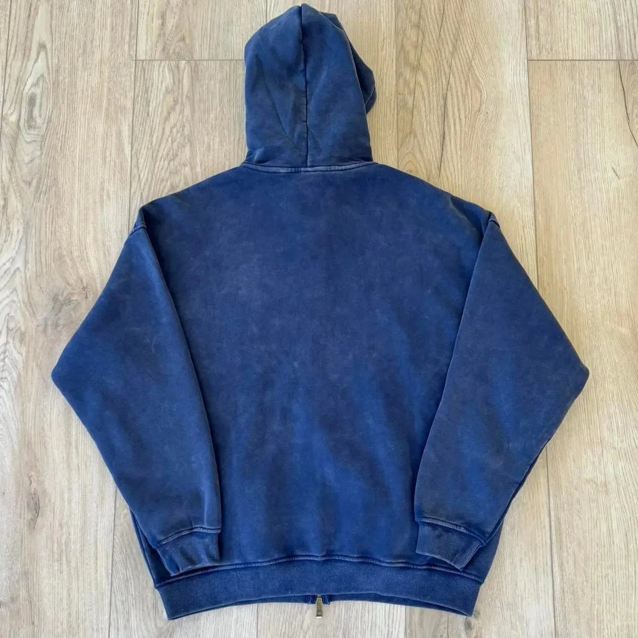 Faded Navy Blue Double Zip Up Hoodie