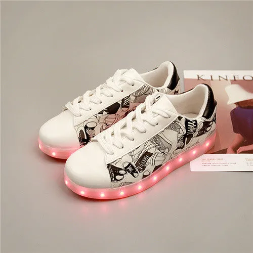 Femme luminous Led shoes Usb Charge lights up Men&Adults colorfull glowing shoe neon casual basket trainers 11 Colors Led shoes