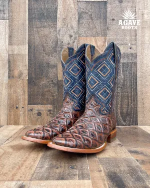 FISH BROWN | MEN SQUARE TOE WESTERN COWBOY BOOTS