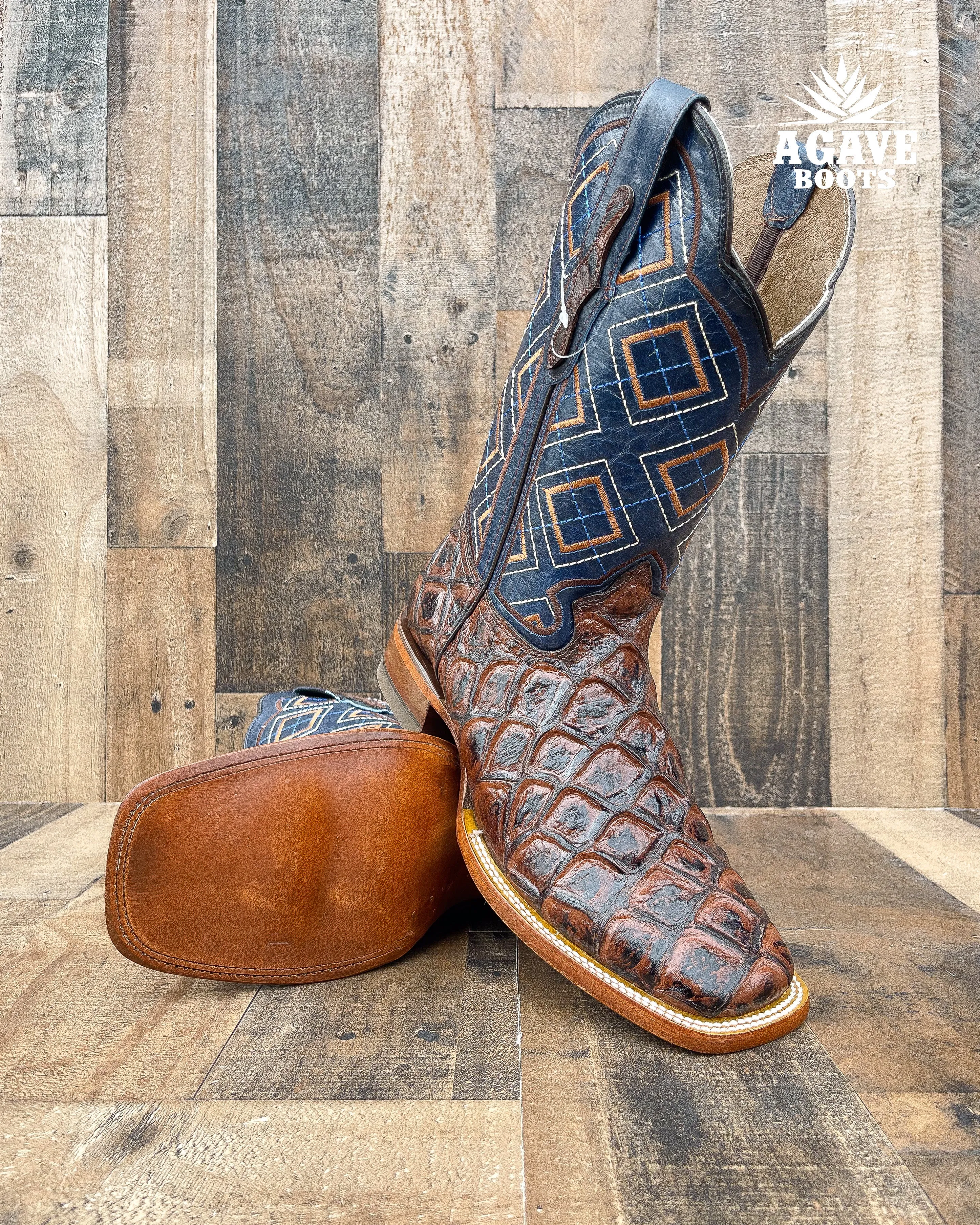 FISH BROWN | MEN SQUARE TOE WESTERN COWBOY BOOTS