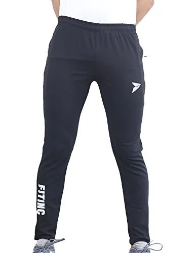 FITINC Men's Slim Fit Polyester Track Pants (fitDSPb108l_Black_L)