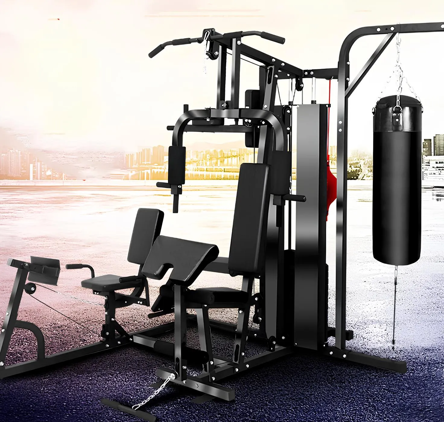 Five Multi-station gym with Punching Bag