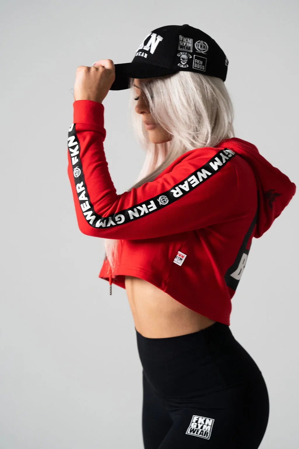 FKNBOSS | Women's Cropped Gym Hoodie | Red