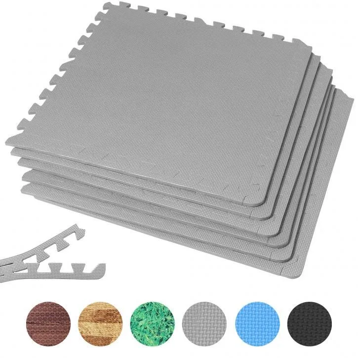 Floor Mat Set - 6 Mats 12 Edges - Grey