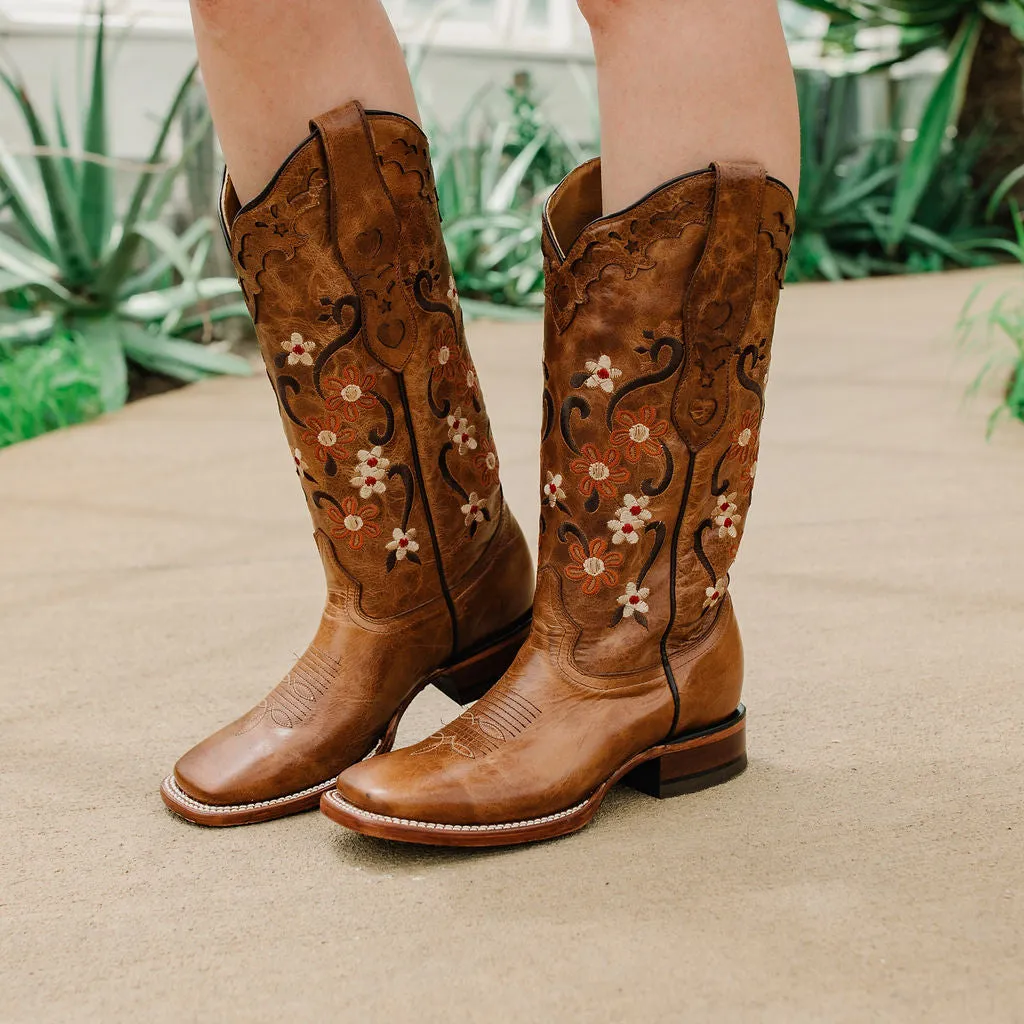 Floral Passion Women's Embroidered Cowgirl Boots by Soto Boots M4002