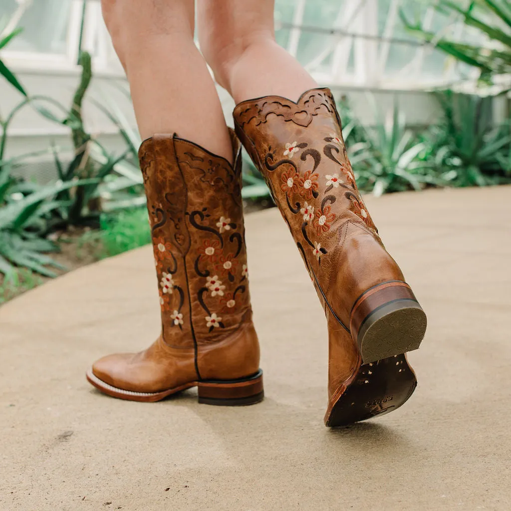 Floral Passion Women's Embroidered Cowgirl Boots by Soto Boots M4002