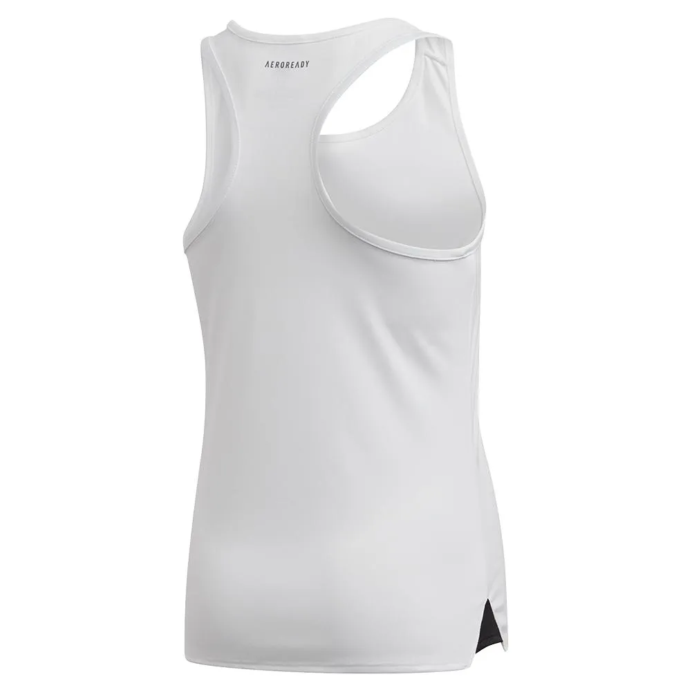 Girls' Club Tennis Tank White and Matte Silver