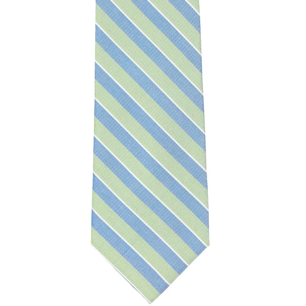 Green and Blue Aristocrat Striped Cotton/Silk Extra Long Necktie