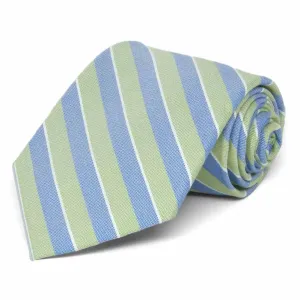 Green and Blue Aristocrat Striped Cotton/Silk Extra Long Necktie