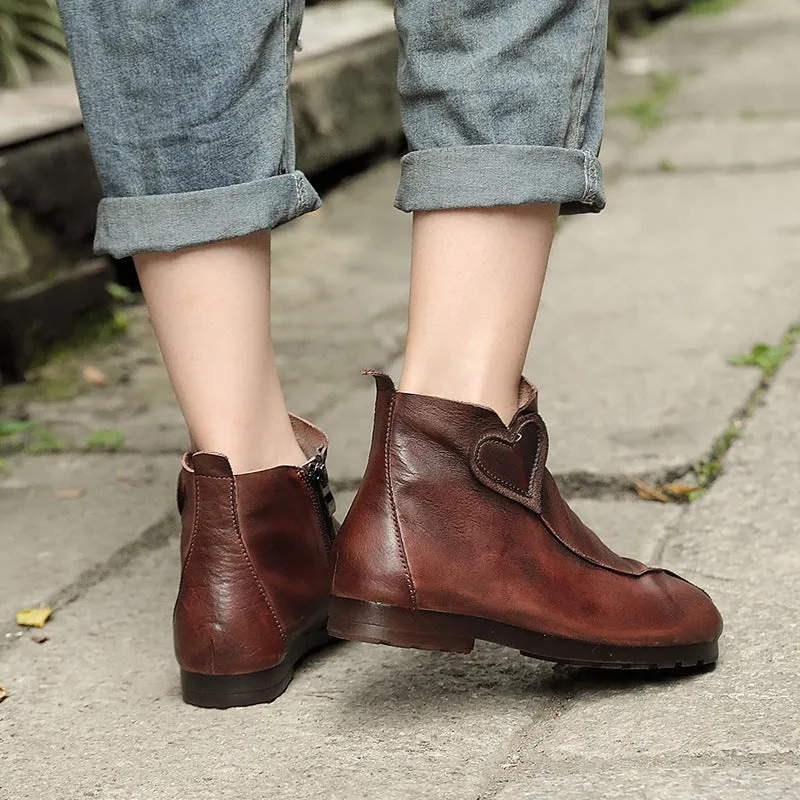 Hand Stitching Flat Short Boots | Gift Shoes