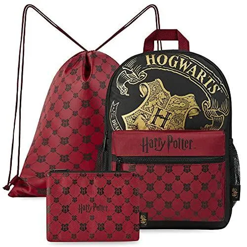 Harry Potter Backpack School Bag Set with Drawstring Gym Bag and Pencil Case