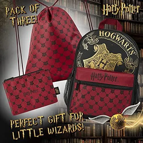 Harry Potter Backpack School Bag Set with Drawstring Gym Bag and Pencil Case