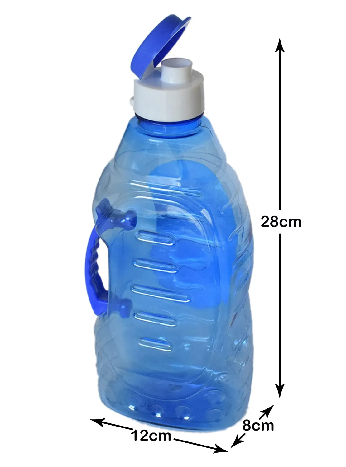 Heart Home Tranasparent Platic Water Bottle with Handle, 1500ml- Pack of 2 (Blue)-50HH01879