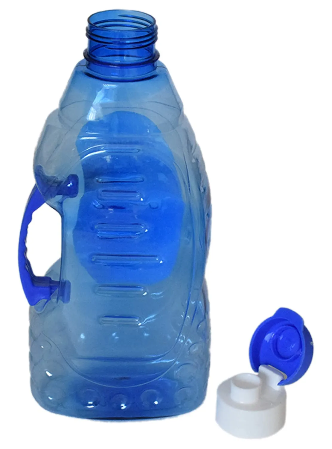 Heart Home Tranasparent Platic Water Bottle with Handle, 1500ml- Pack of 2 (Blue)-50HH01879