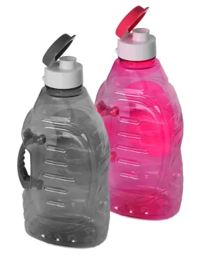 Heart Home Tranasparent Platic Water Bottle with Handle, 1500ml- Pack of 2 (Pink & Black)-50HH01887