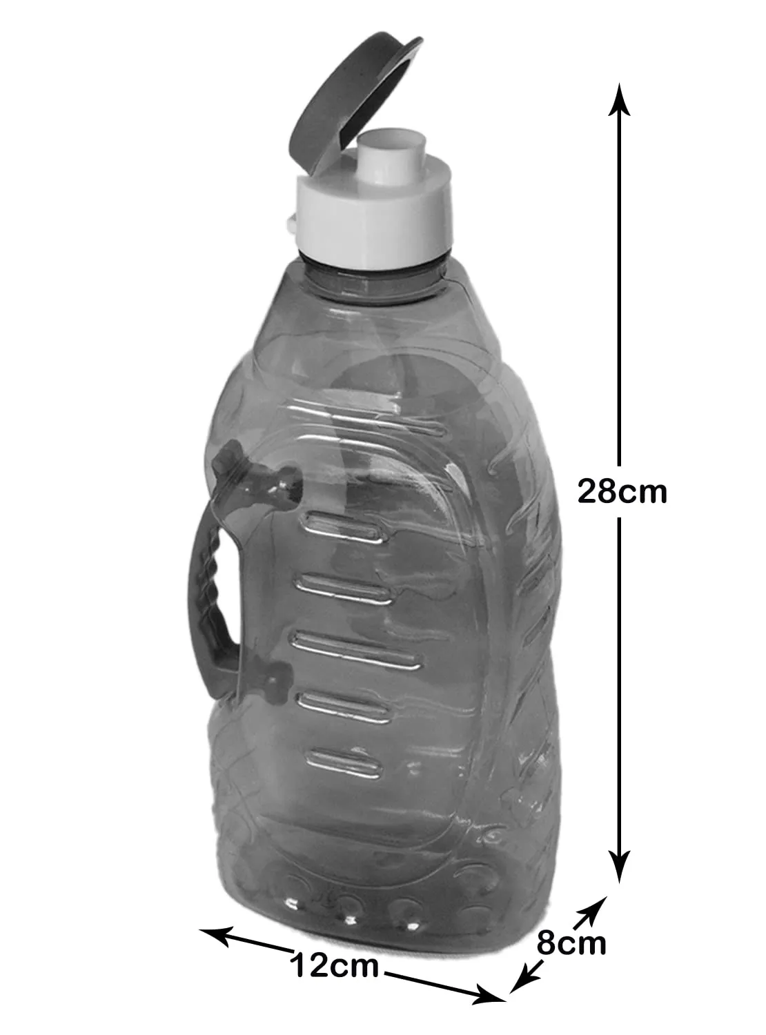 Heart Home Tranasparent Platic Water Bottle with Handle, 1500ml- Pack of 2 (Pink & Black)-50HH01887