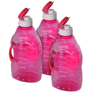 Heart Home Tranasparent Platic Water Bottle with Handle, 1500ml- Pack of 3 (Pink)-50HH01869