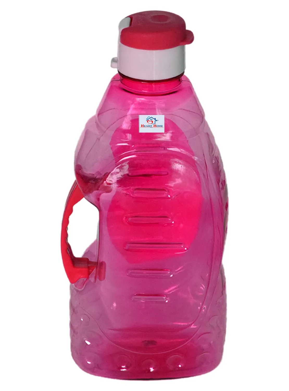 Heart Home Tranasparent Platic Water Bottle with Handle, 1500ml- Pack of 3 (Pink)-50HH01869