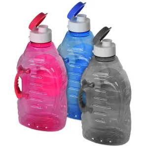 Heart Home Tranasparent Platic Water Bottle with Handle, 1500ml- Pack of 3 (Pink & Black & Blue)-50HH01889