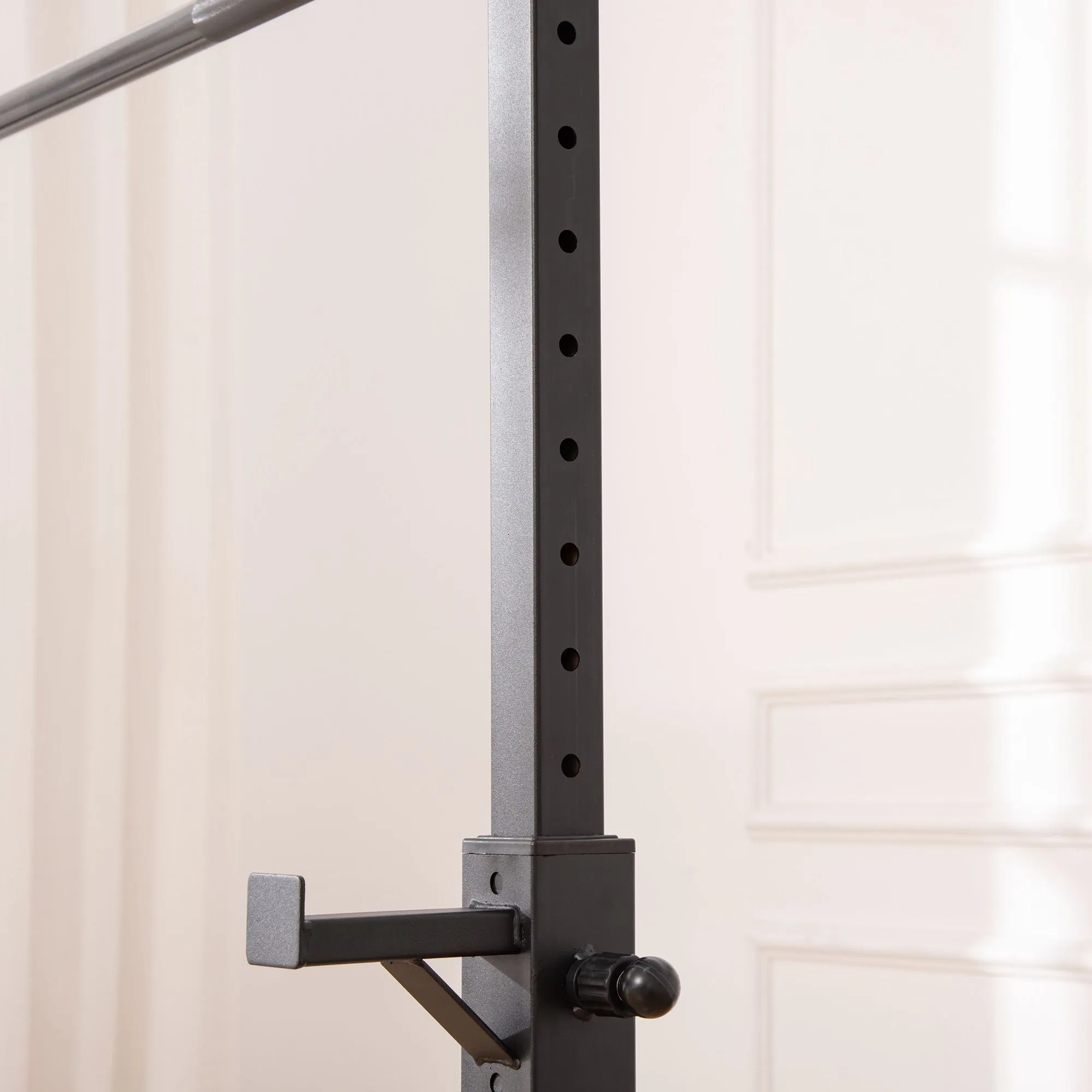 Heavy Duty Weight Bar Barbell Squat Stand Barbell Rack Spotter, for Home, Gym - Black