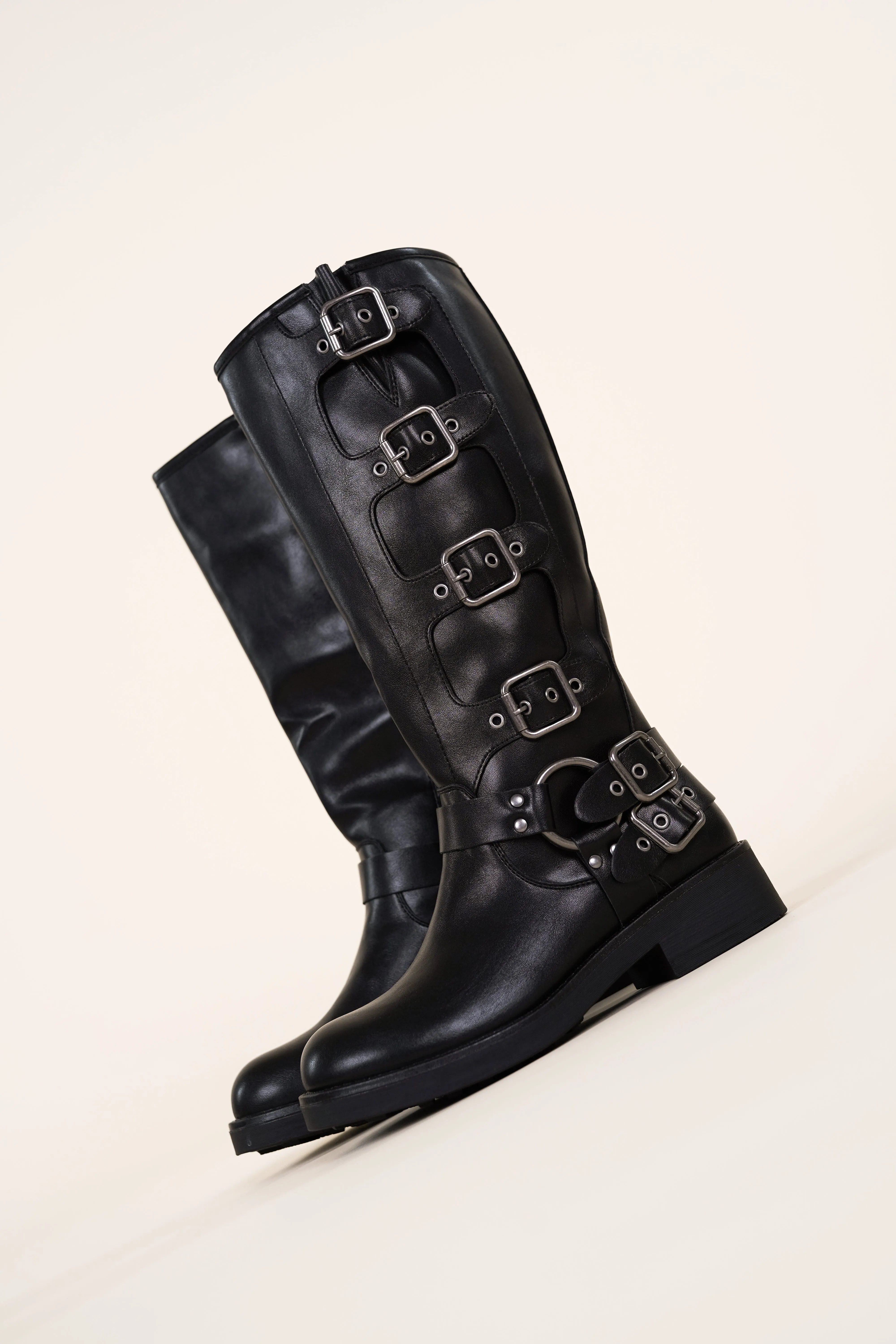 Hoge bikerboots dames zwart - Nomi