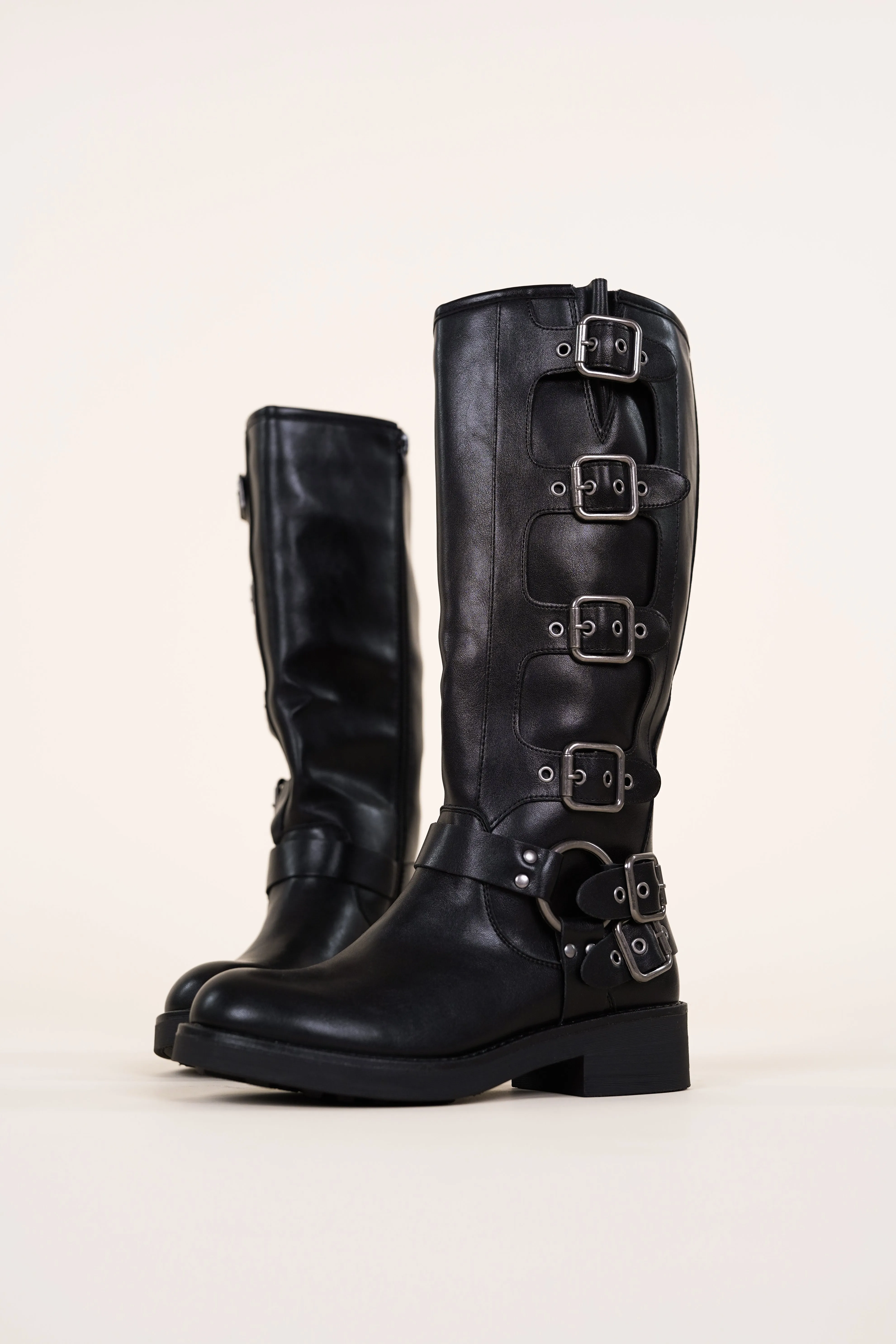 Hoge bikerboots dames zwart - Nomi