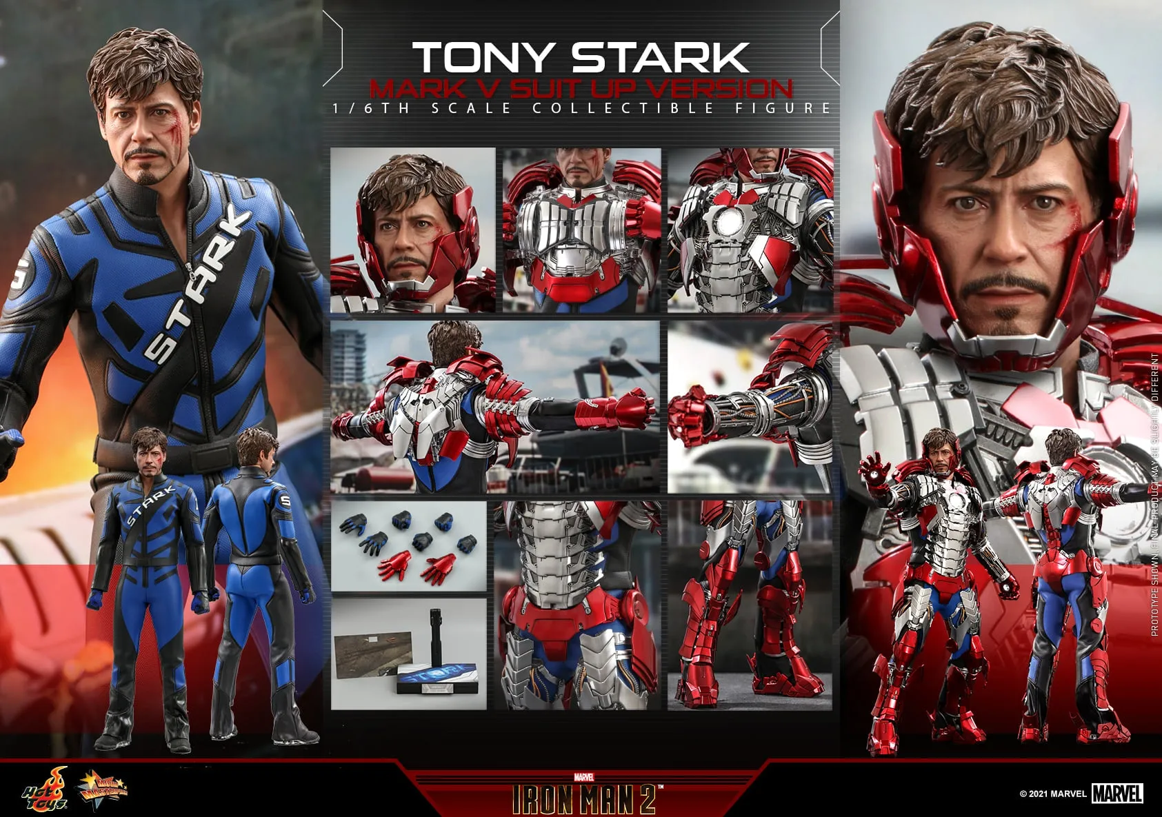 Hot Toys - MMS599 - Iron Man 2 - 1/6th scale Tony Stark (Mark V Suit up Version) Collectible Figure