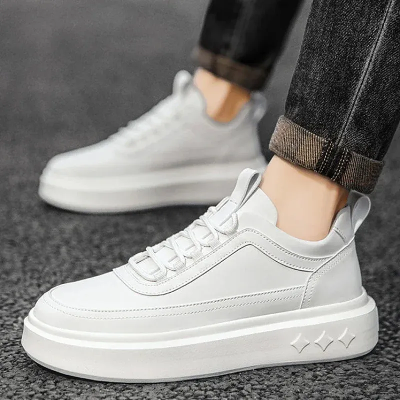 Ilooove High Quality Men Sports Shoes Pu Leather Platform Casual Shoes for Men Fashion Comfortable Tennis Shoe Male Vulcanized Shoes