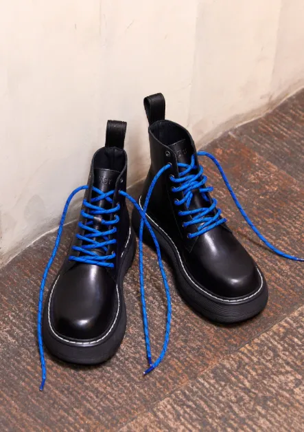 Jane All Black Leather Combat Boots