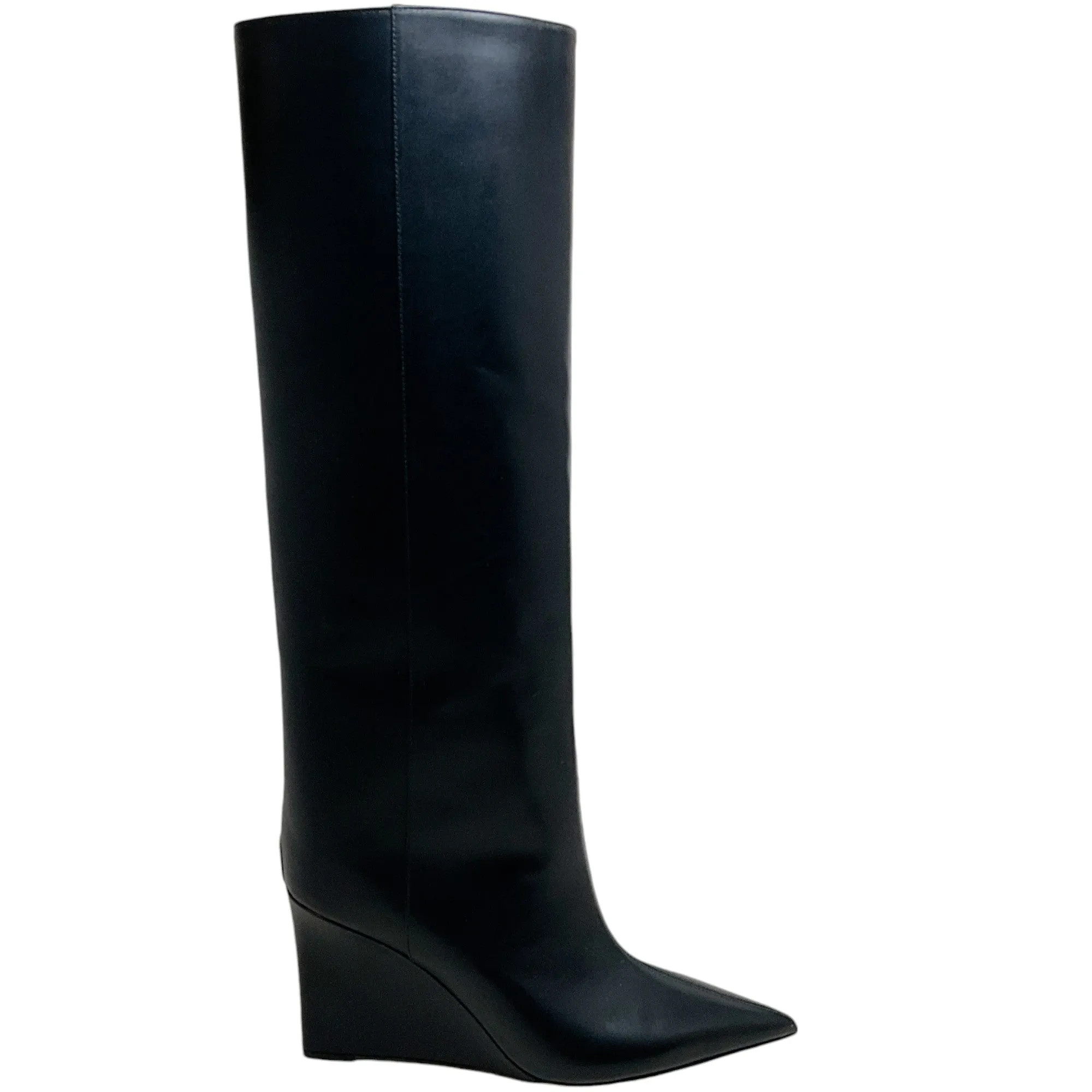 Jimmy Choo Black Leather Blake Wedge Boots