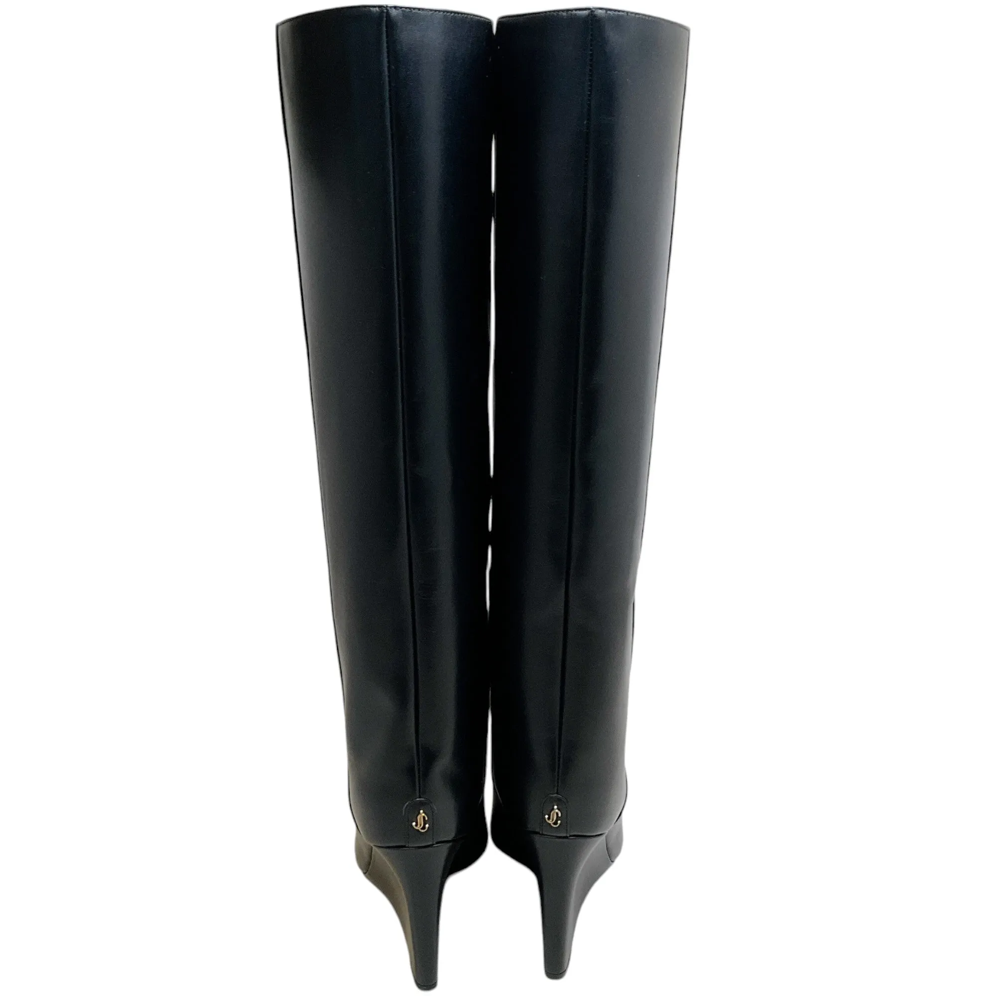 Jimmy Choo Black Leather Blake Wedge Boots