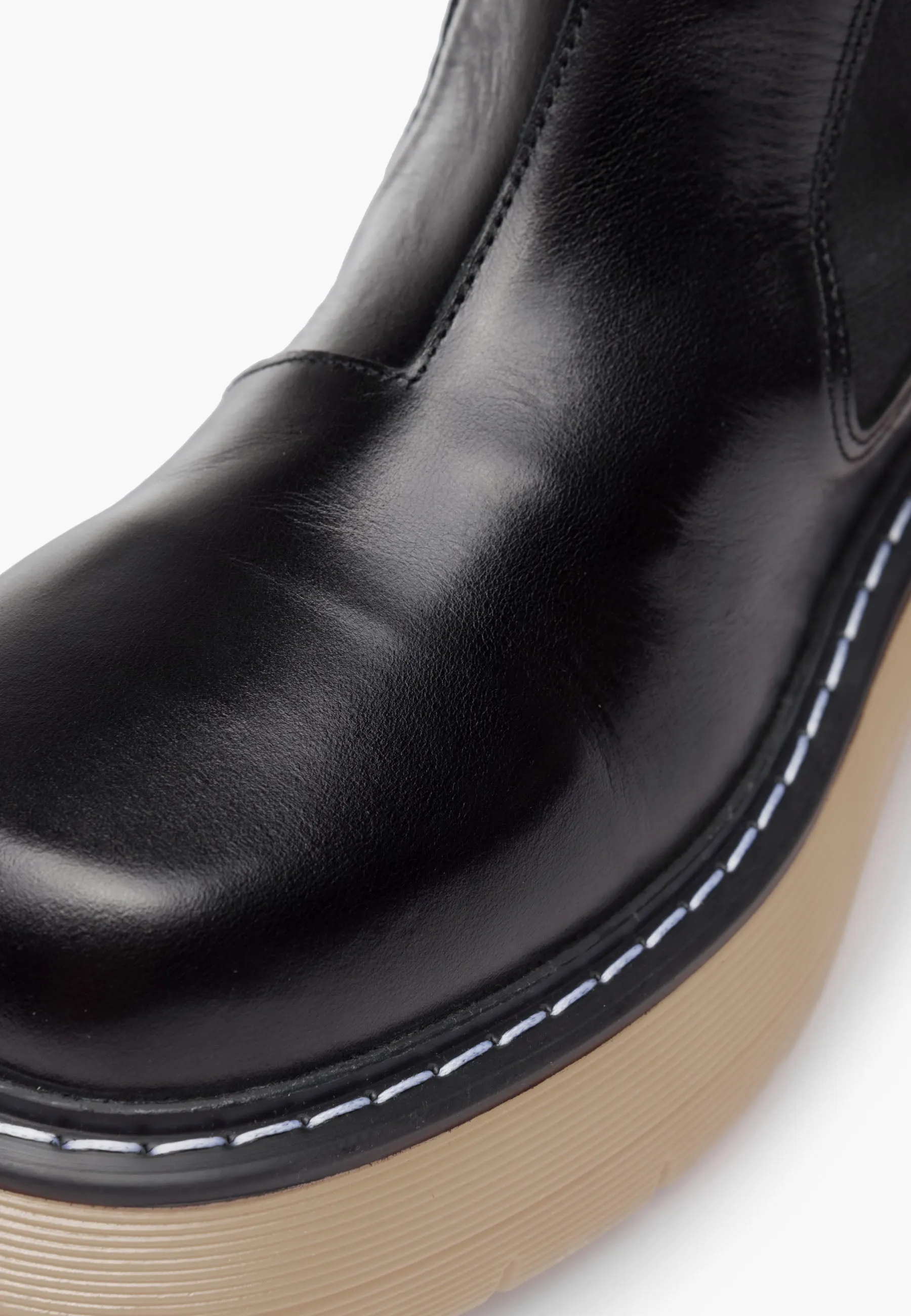 Joy Black Beige High Chelsea Boots