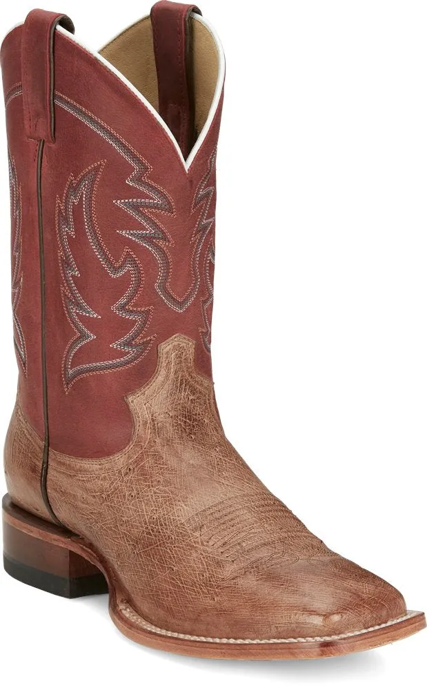 JUSTIN MENS SQUARE TOE WESTERN OSTRICH BOOTS STYLE JE811