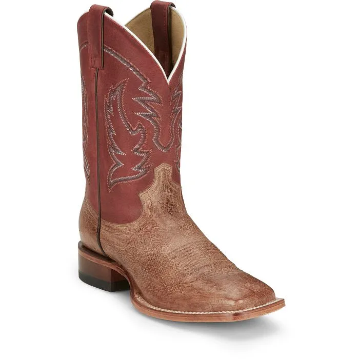 JUSTIN MENS SQUARE TOE WESTERN OSTRICH BOOTS STYLE JE811