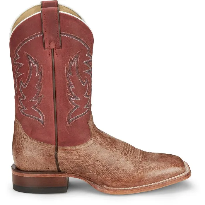 JUSTIN MENS SQUARE TOE WESTERN OSTRICH BOOTS STYLE JE811