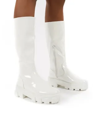 Karma White Chunky Sole Knee High Boot