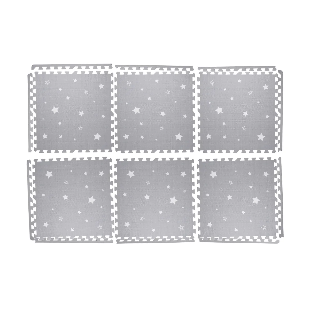 Kind and Me Dreamy White Stars Set in Grey Playmat (Set of 6)