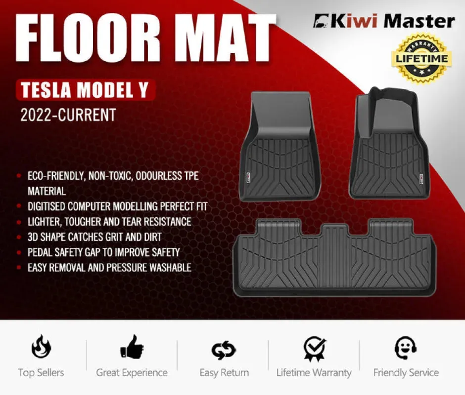 Kiwi Master 3D Car Floor Mats for Tesla Model Y 2022-ON