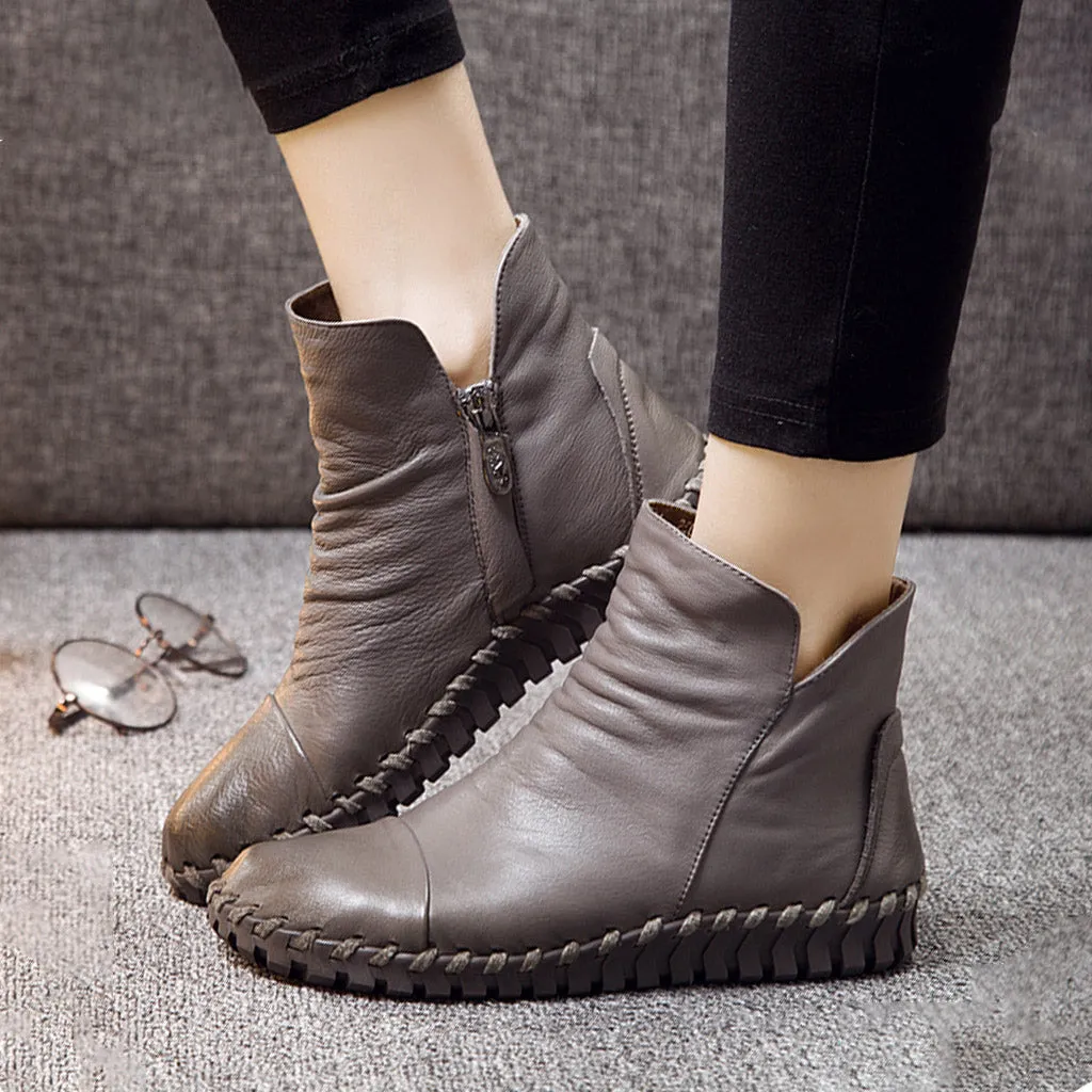 Leather Chelsea Velvet Comfortable Women Boots 35-41