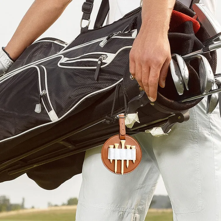 Leather Outdoor Waist Hanging Golf Spike Insert Pocket Storage Bag, Spec: Single-sided Brown