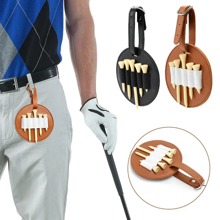 Leather Outdoor Waist Hanging Golf Spike Insert Pocket Storage Bag, Spec: Single-sided Brown